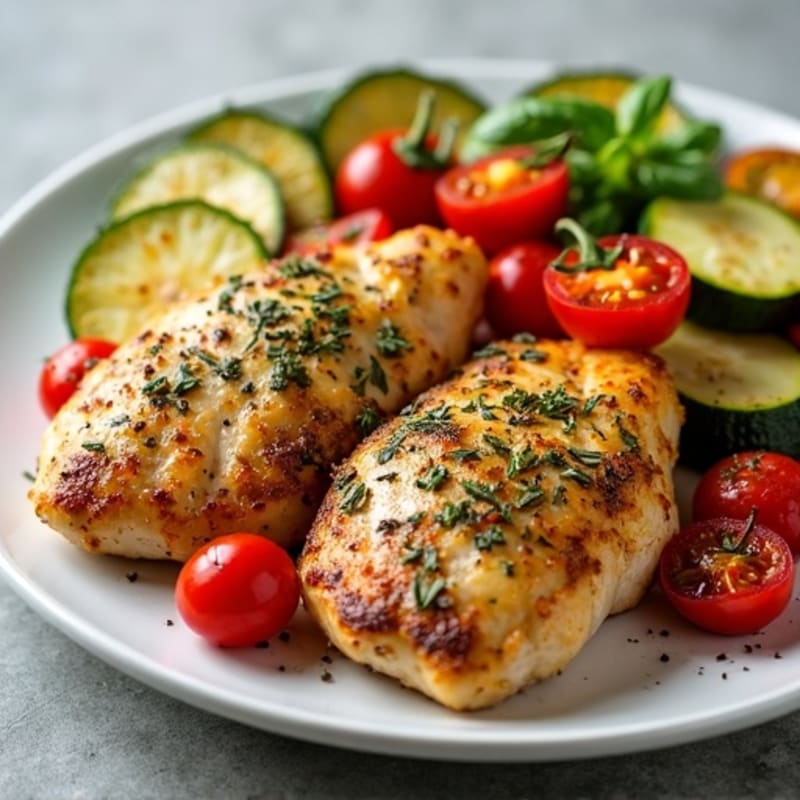 Herb-Crusted Pan Seared Chicken with Roasted Vegetables