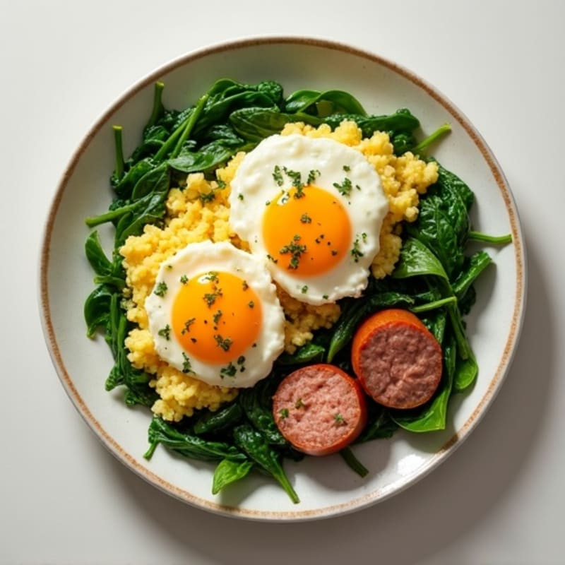 Egg White Scramble with Spinach and Turkey Sausage