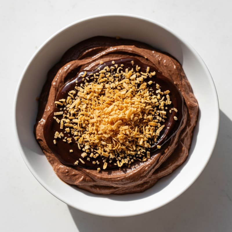 Silky Chocolate Protein Pudding with Toasted Coconut