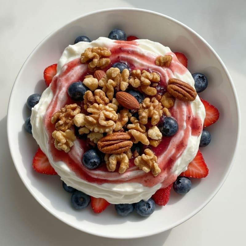 Silky Protein Yogurt Parfait with Mixed Nuts and Fruit