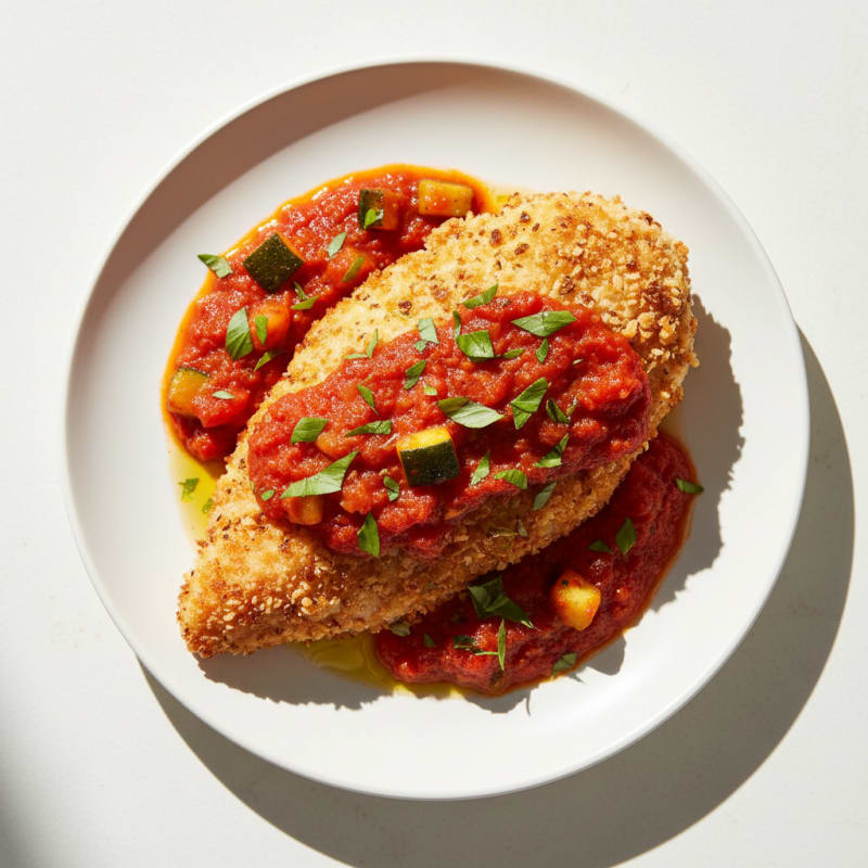 Crispy Parmesan Chicken with Zesty Marinara