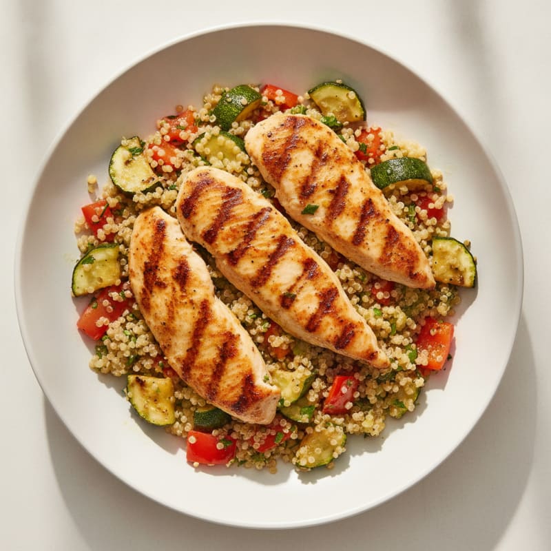 Grilled Chicken and Quinoa Salad with Roasted Vegetables