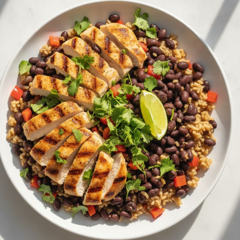 Grilled Chicken and Black Bean Bowl with Brown Rice