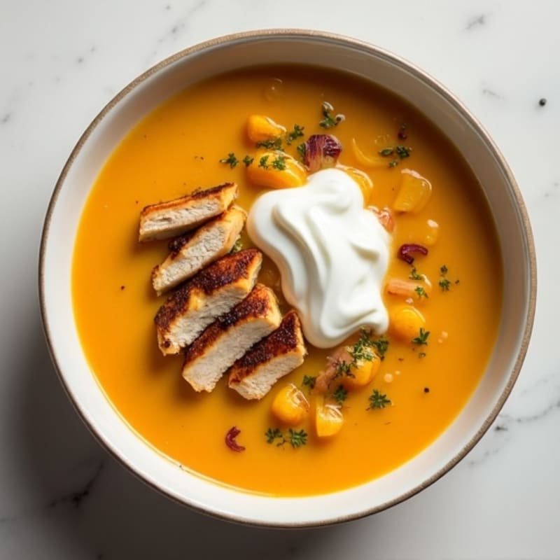 Creamy Roasted Butternut Squash Soup with Chicken