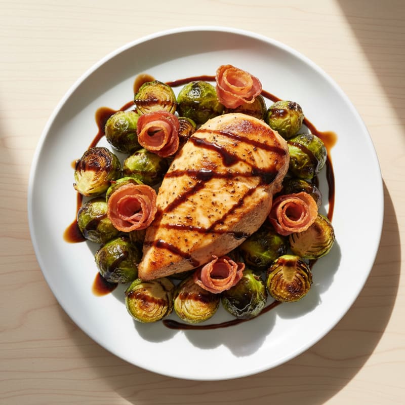 Caramelized Balsamic Brussels Sprouts with Crispy Prosciutto