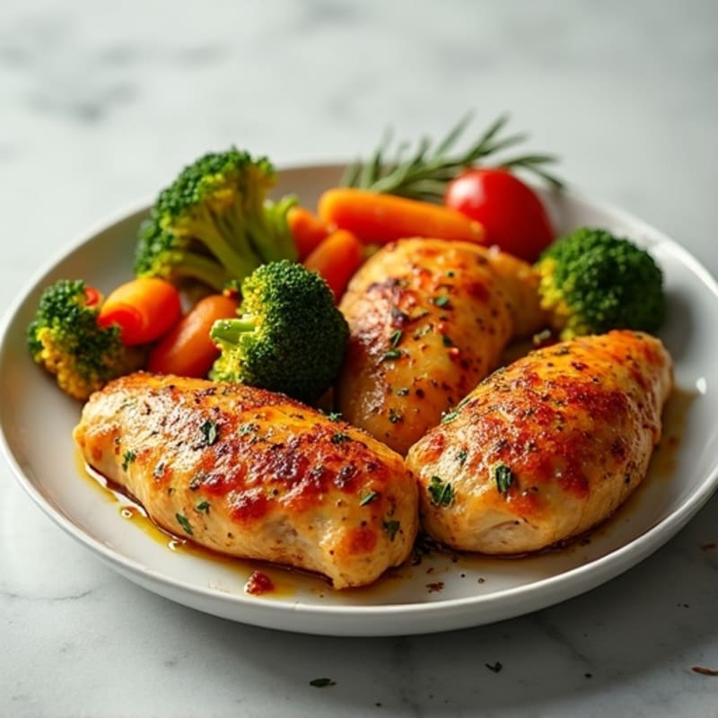 Crispy Roasted Chicken with Herb Roasted Vegetables