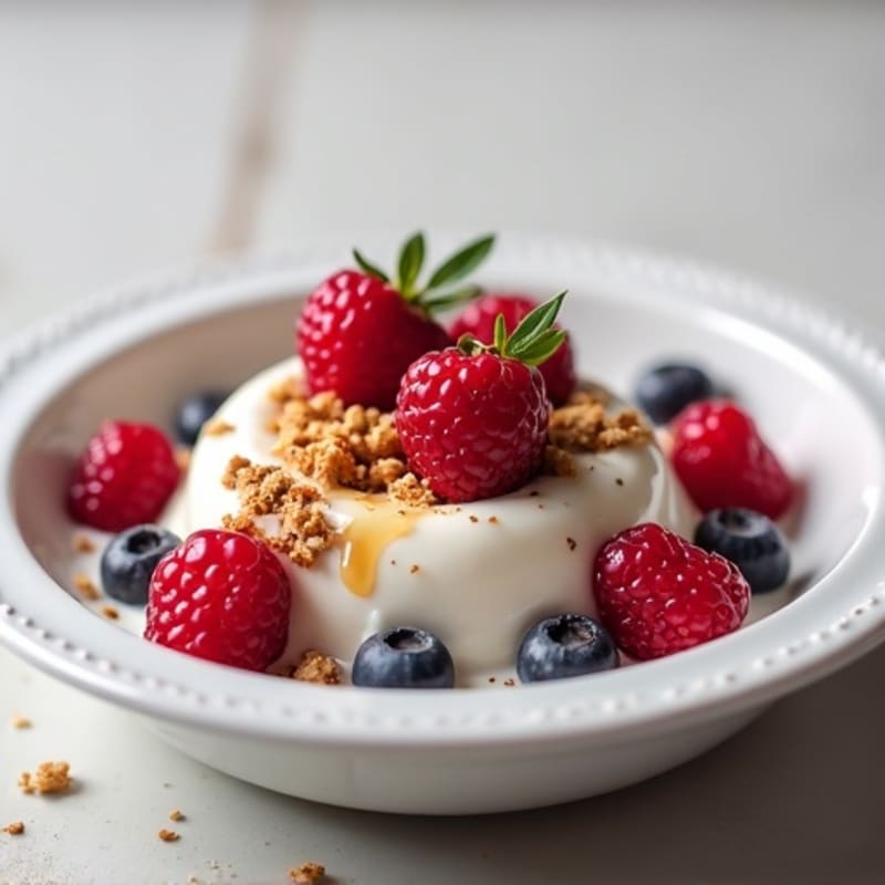 Silky Greek Yogurt Protein Pudding with Mixed Berries