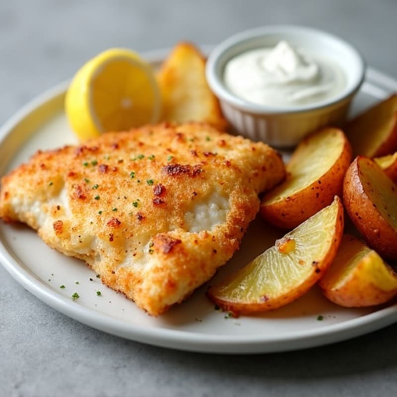 Crispy Baked Cod with Roasted Potato Wedges