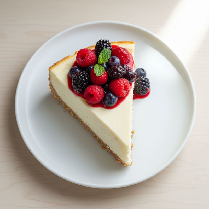 Greek Yogurt Protein Cheesecake with Mixed Berries