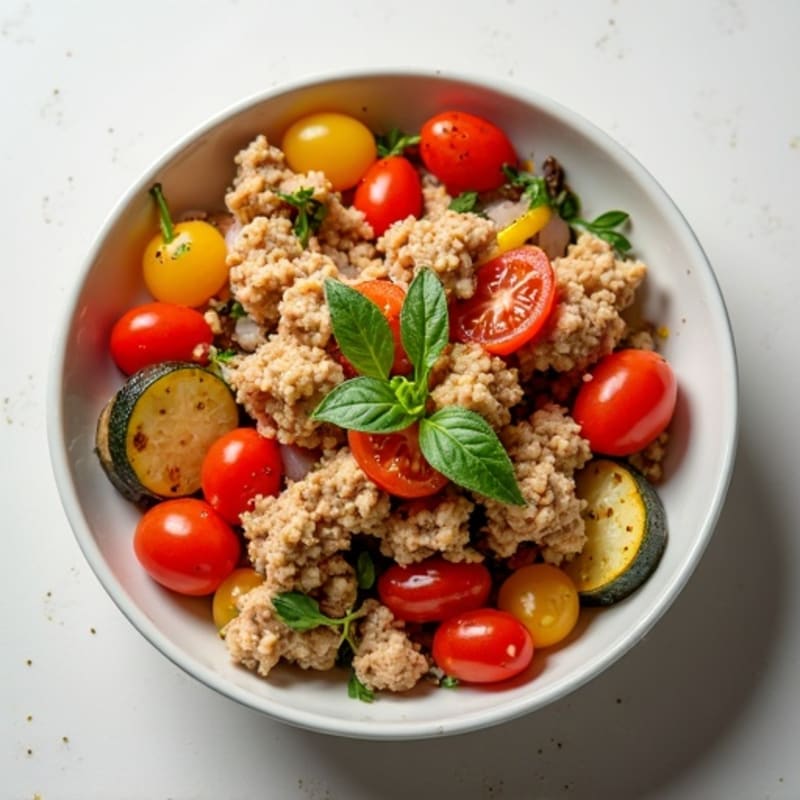 Savory Ground Chicken and Roasted Vegetable Bowl