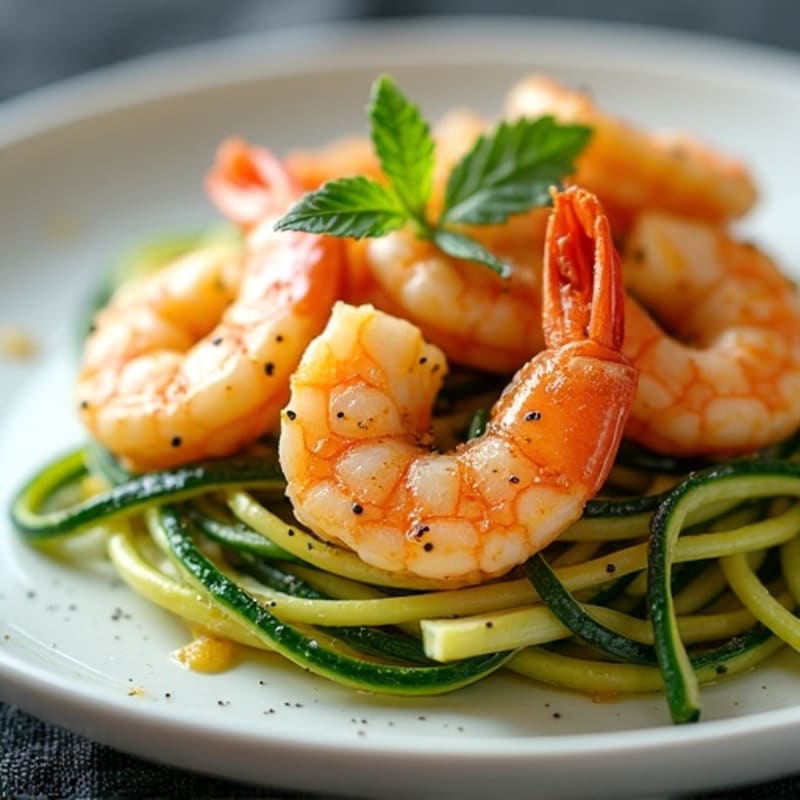 Pan-Seared Lemon Garlic Shrimp with Zucchini Noodles