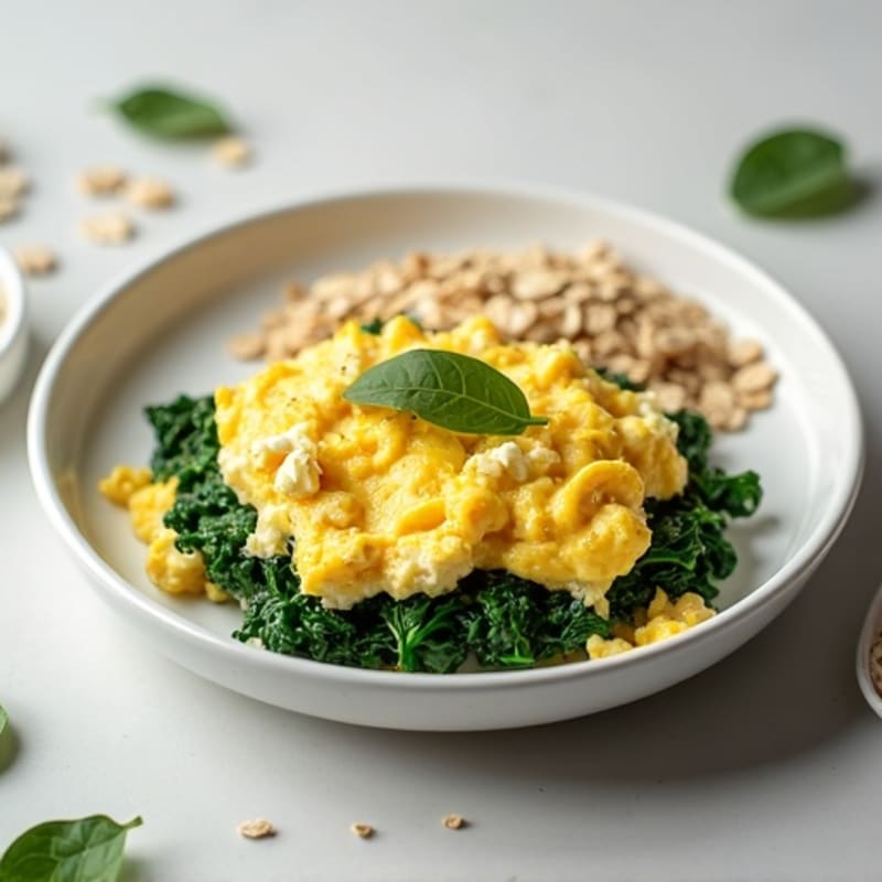 Egg White Scramble with Cottage Cheese, Spinach & Oats