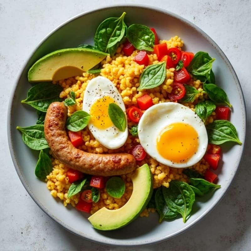 Egg White and Turkey Sausage Scramble with Spinach