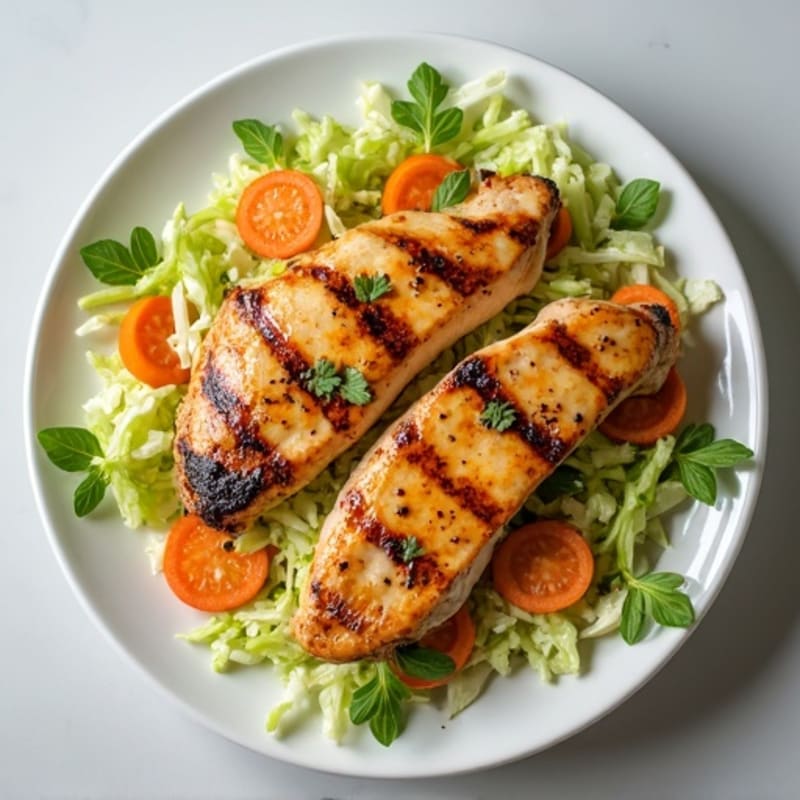 Grilled Chicken Breast with Crunchy Cabbage Slaw