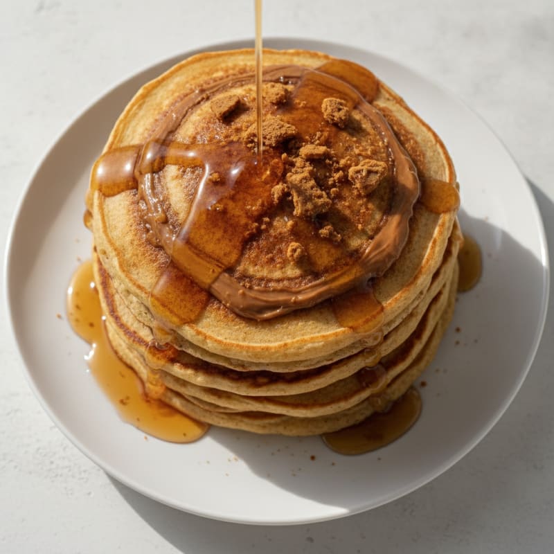 Biscoff Protein Pancakes with Maple Syrup