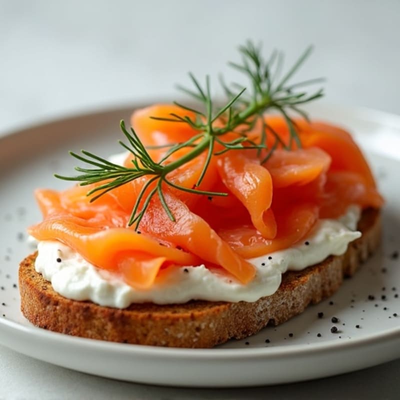 Smoked Salmon with Creamy Dill Spread and Crispy Whole Grain Toast