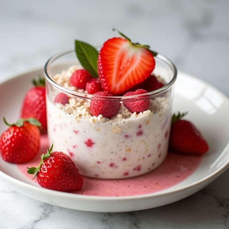 Fresh Strawberry Vanilla Creamy Overnight Oats