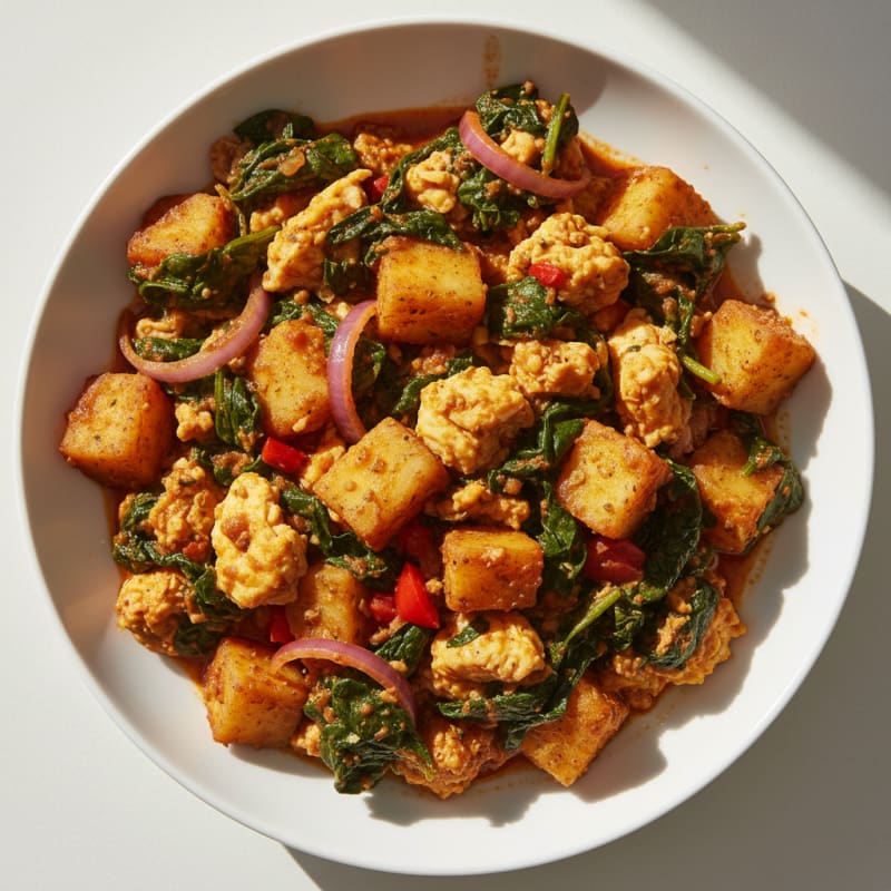 Egg and Spinach Yam Porridge