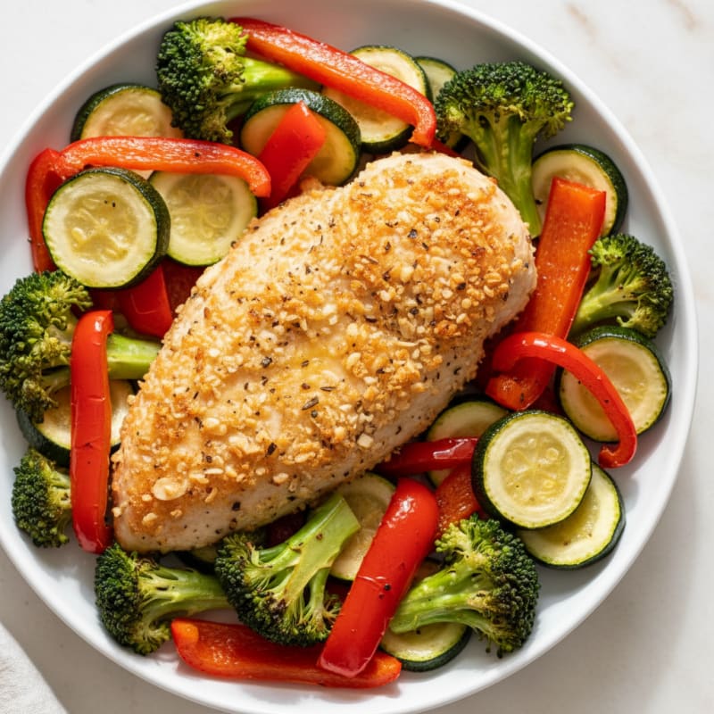Crispy Baked Chicken with Roasted Vegetables
