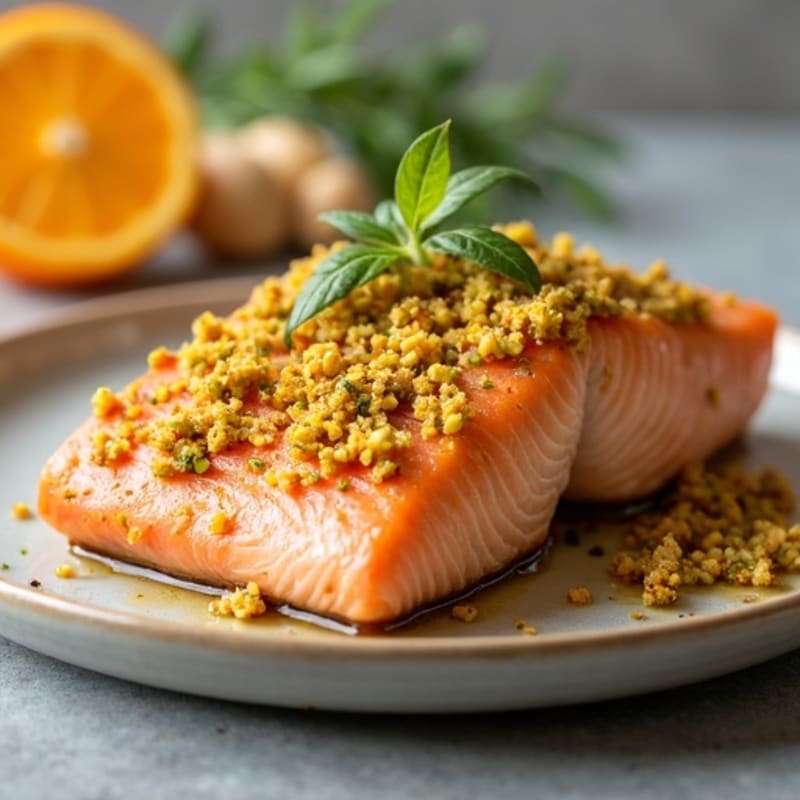 Crispy Pistachio-Crusted Salmon with Citrus-Ginger Glaze
