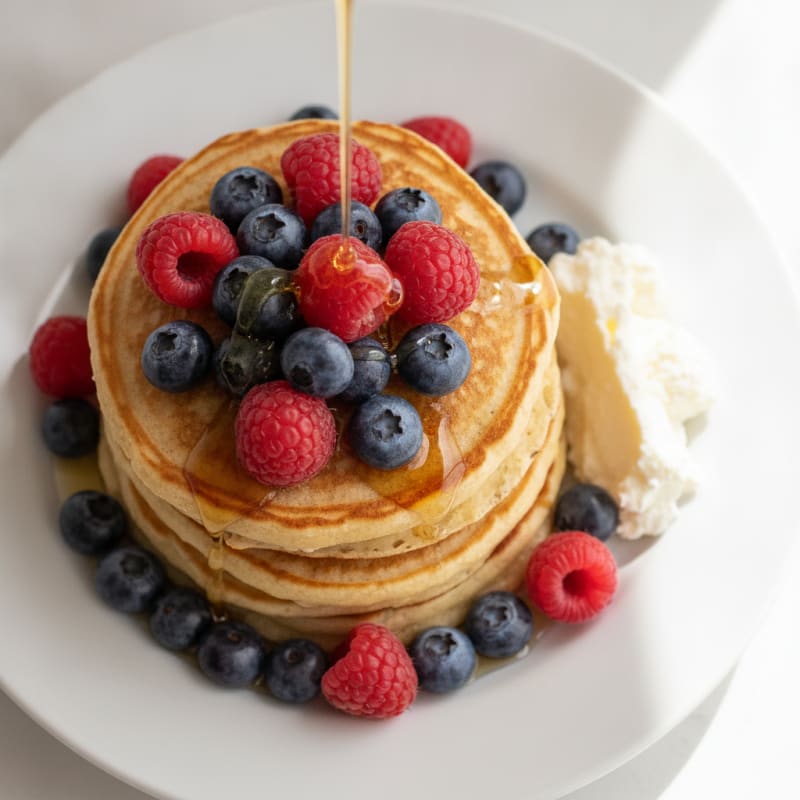 Cottage Cheese Protein Pancakes with Fresh Berries