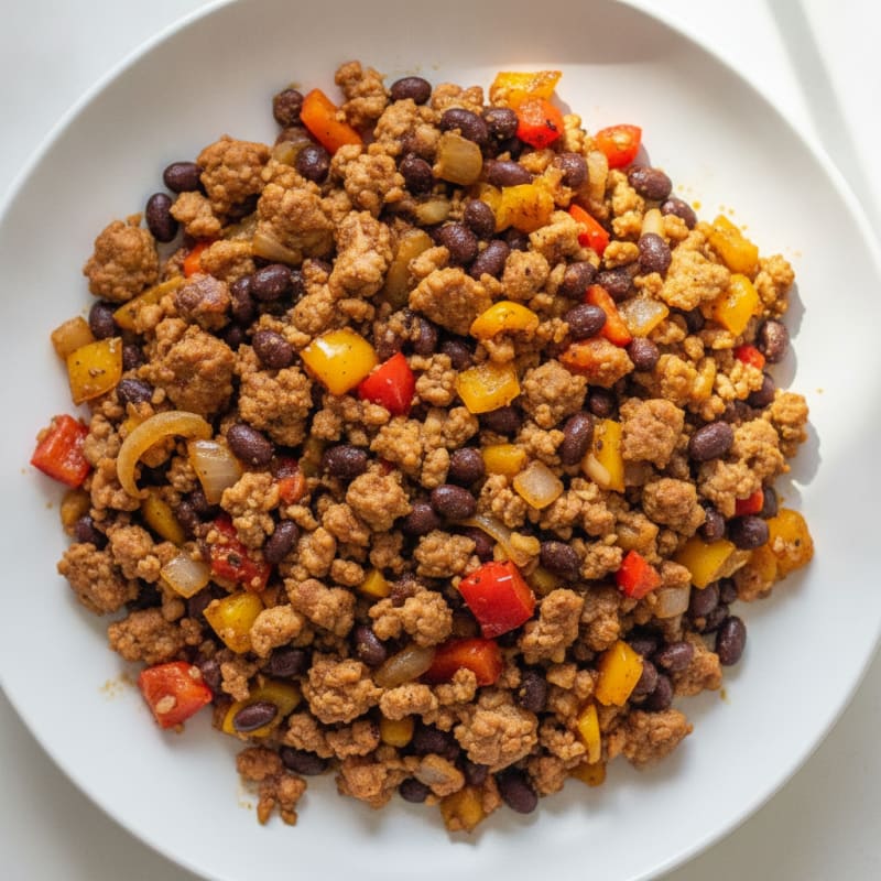 Lean Turkey and Black Bean Skillet with Bell Peppers