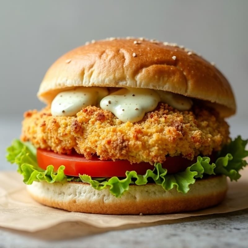 Crispy Baked Chicken Sandwich with Herb Aioli
