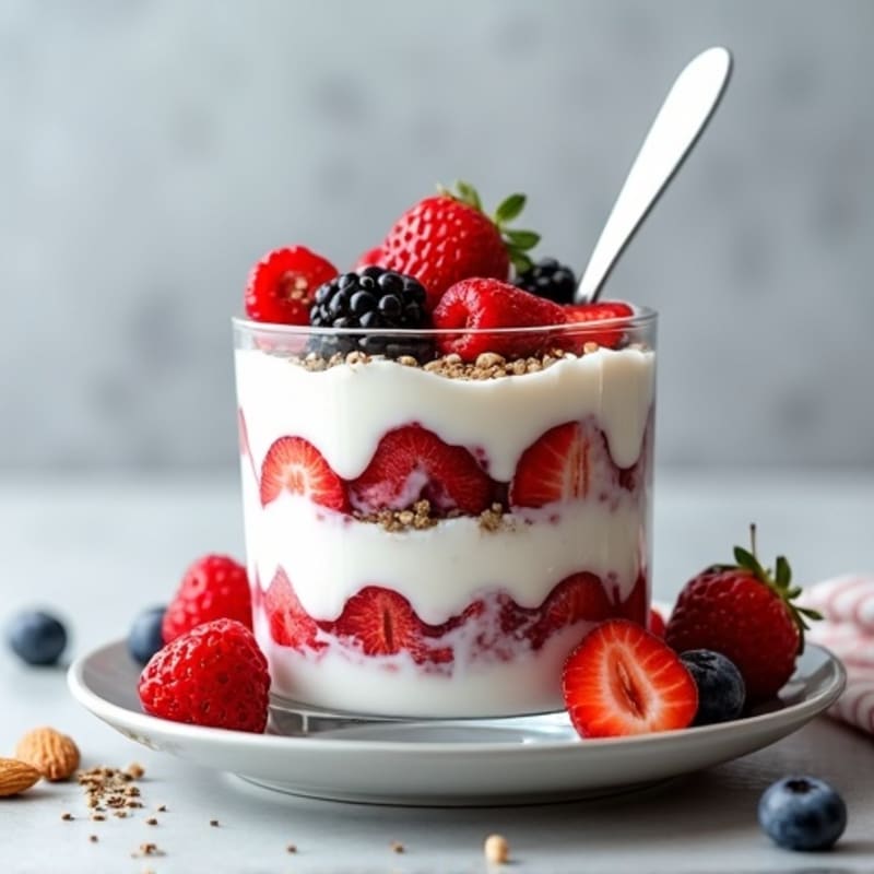 Greek Yogurt Protein Parfait with Mixed Berries