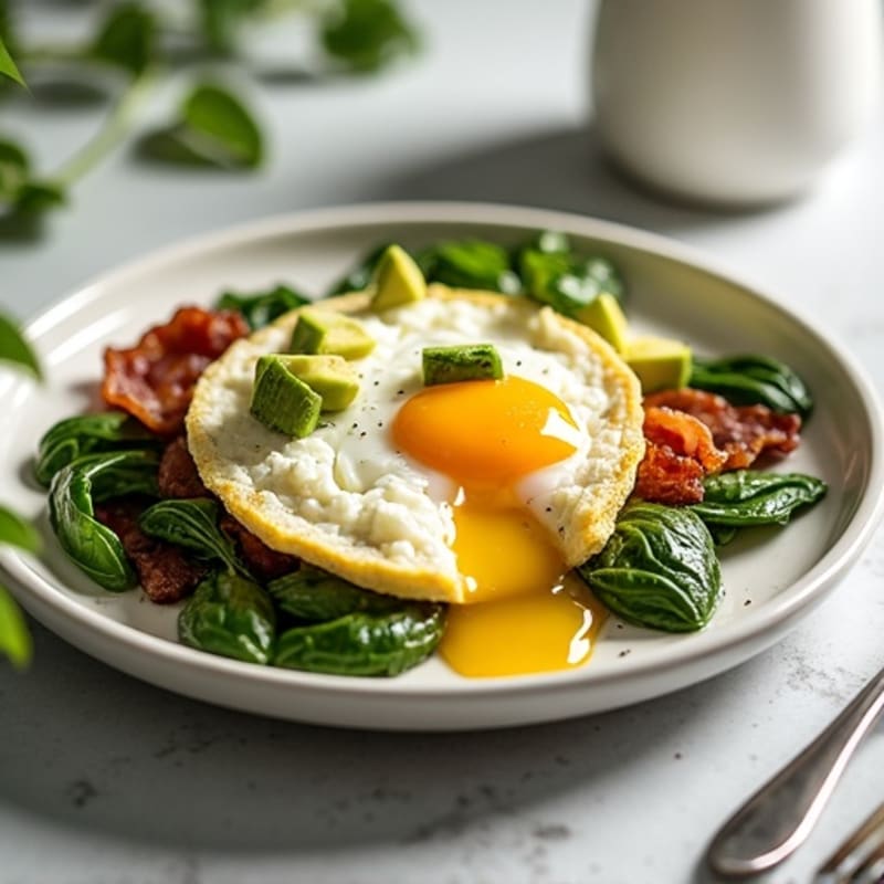 Cottage Cheese Scramble with Spinach and Turkey Bacon