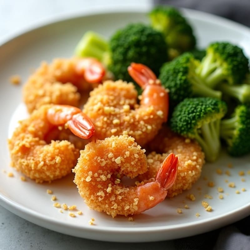 Crispy Garlic Shrimp with Roasted Broccoli
