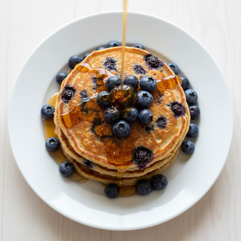 High-Protein Blueberry Oat Pancakes