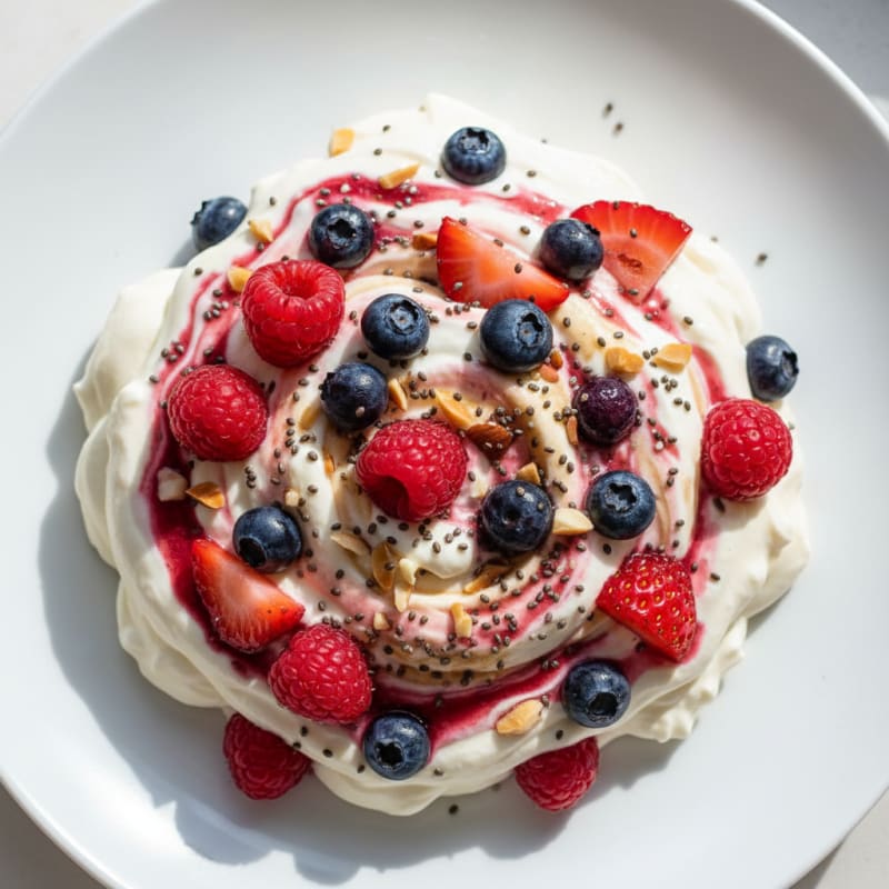 Silky Greek Yogurt Protein Mousse with Mixed Berries
