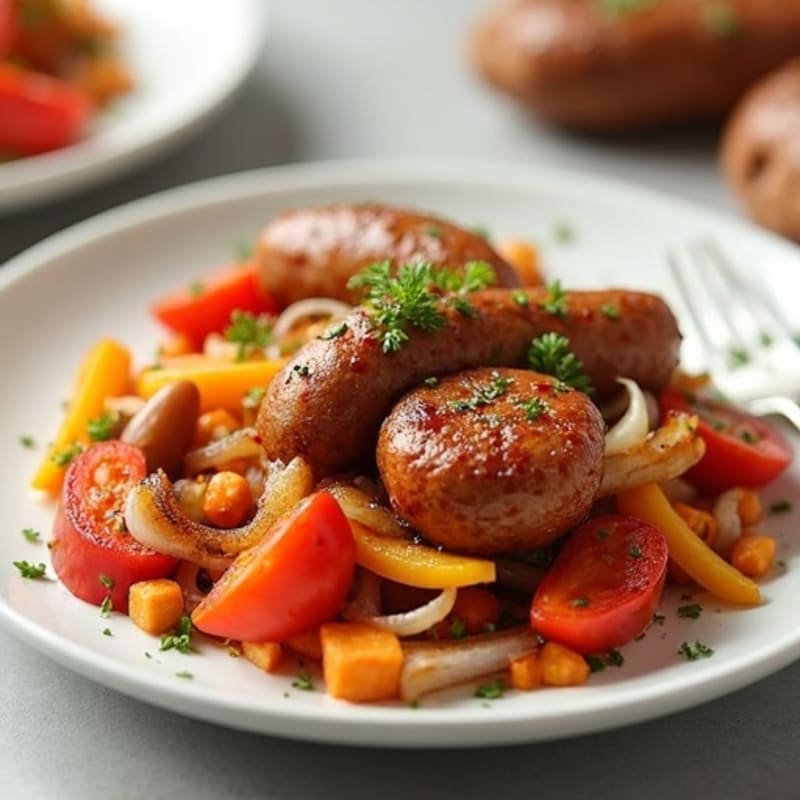 Crispy Sweet Potato and Chicken Sausage Hash