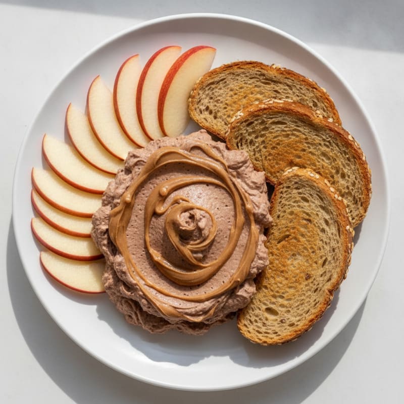Protein Chocolate Peanut Butter Mousse with Apple Slices
