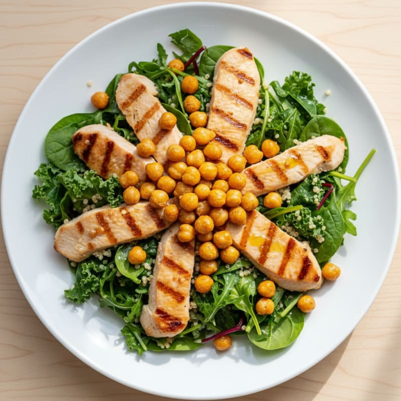 Grilled Turkey Breast Salad with Quinoa and Crunchy Chickpeas