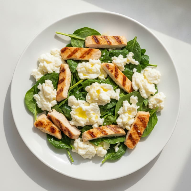 Egg White Scramble with Grilled Chicken and Spinach