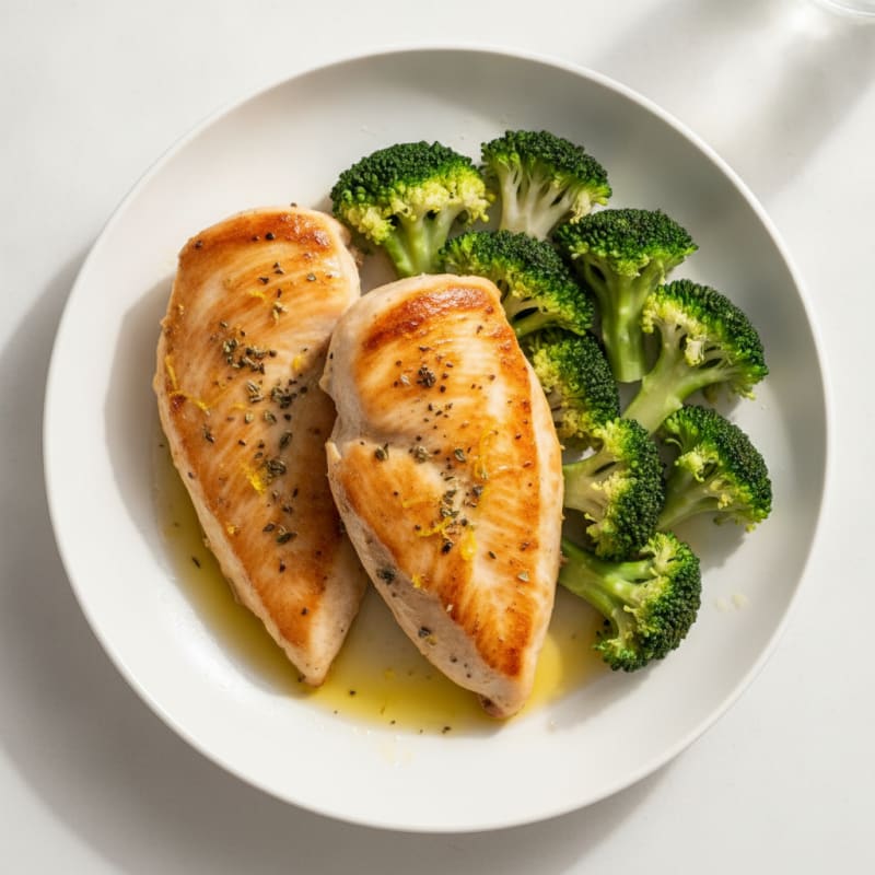 Lemon Herb Chicken Breast with Steamed Broccoli