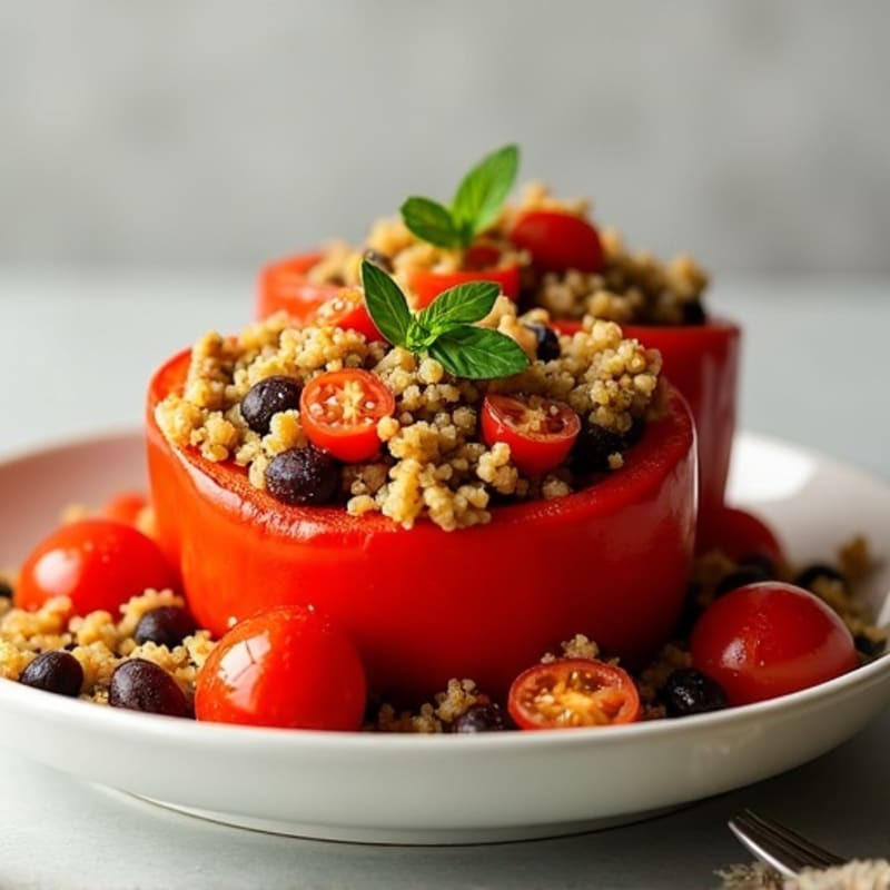 Fire-Roasted Quinoa Stuffed Bell Peppers