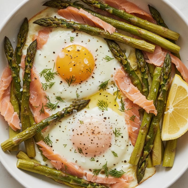 Baked Eggs with Roasted Asparagus