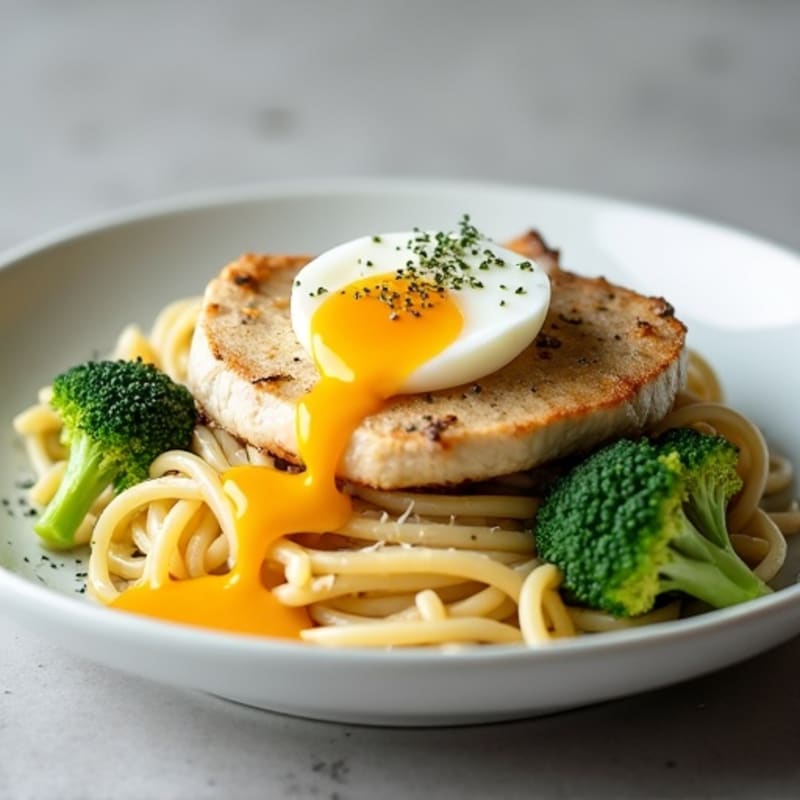 Healthy Creamy Chicken Carbonara with Broccoli