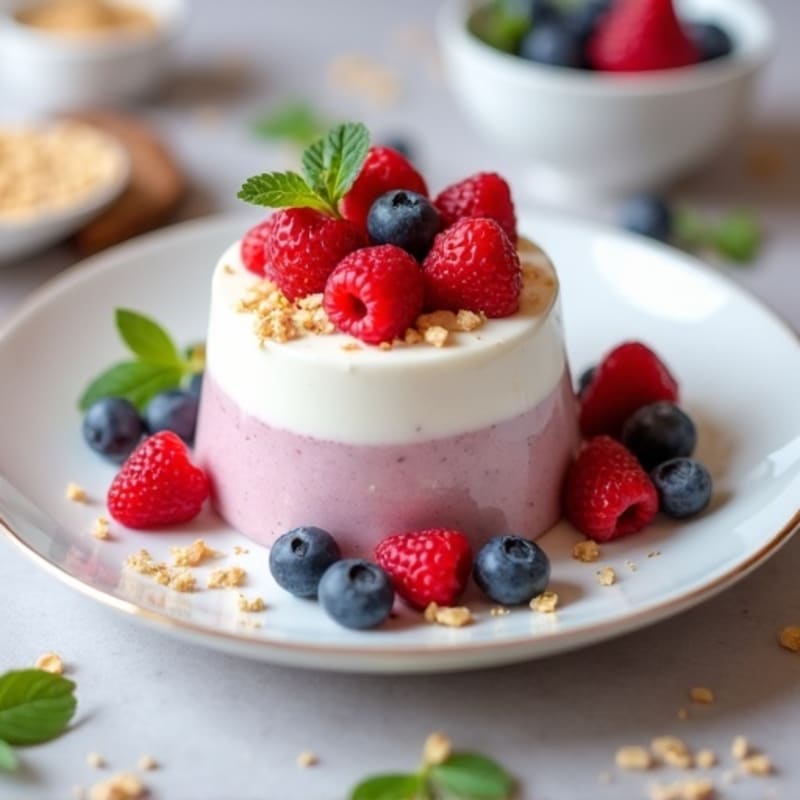 Greek Yogurt Protein Mousse with Almond Butter and Berries