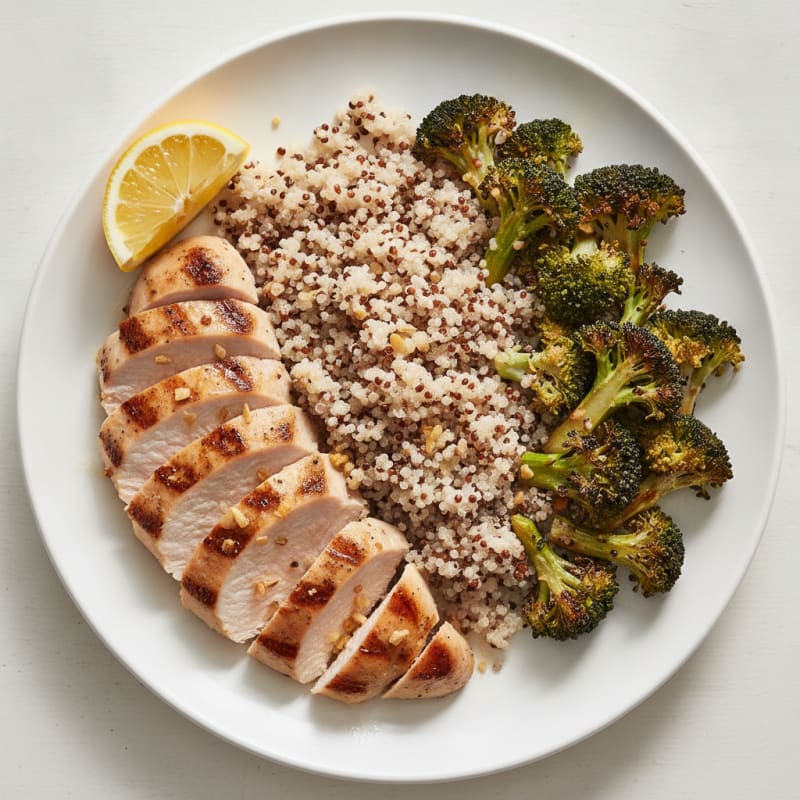 Grilled Turkey Breast with Quinoa and Roasted Broccoli