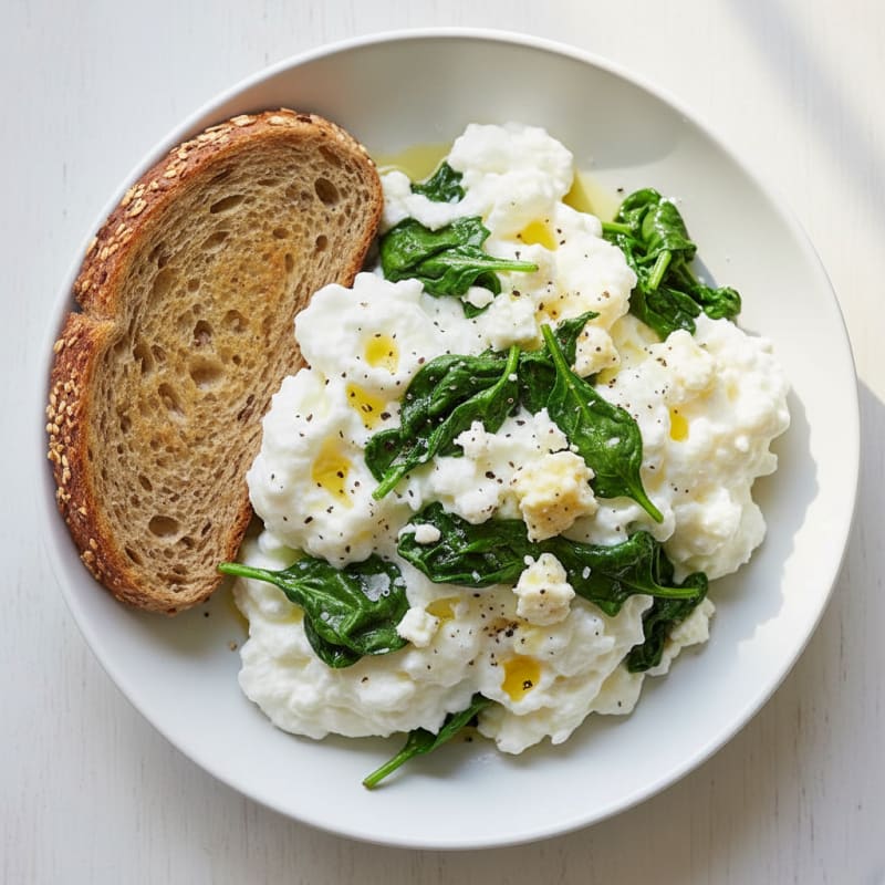 Fluffy Egg White and Spinach Scramble