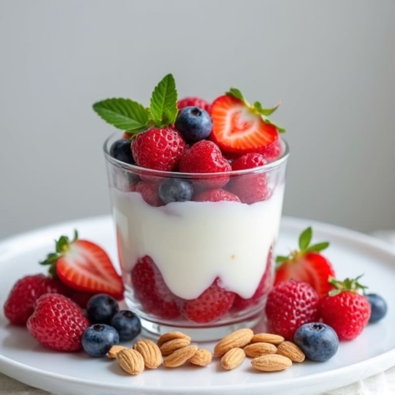 Greek Yogurt and Whey Protein Parfait with Fresh Berries