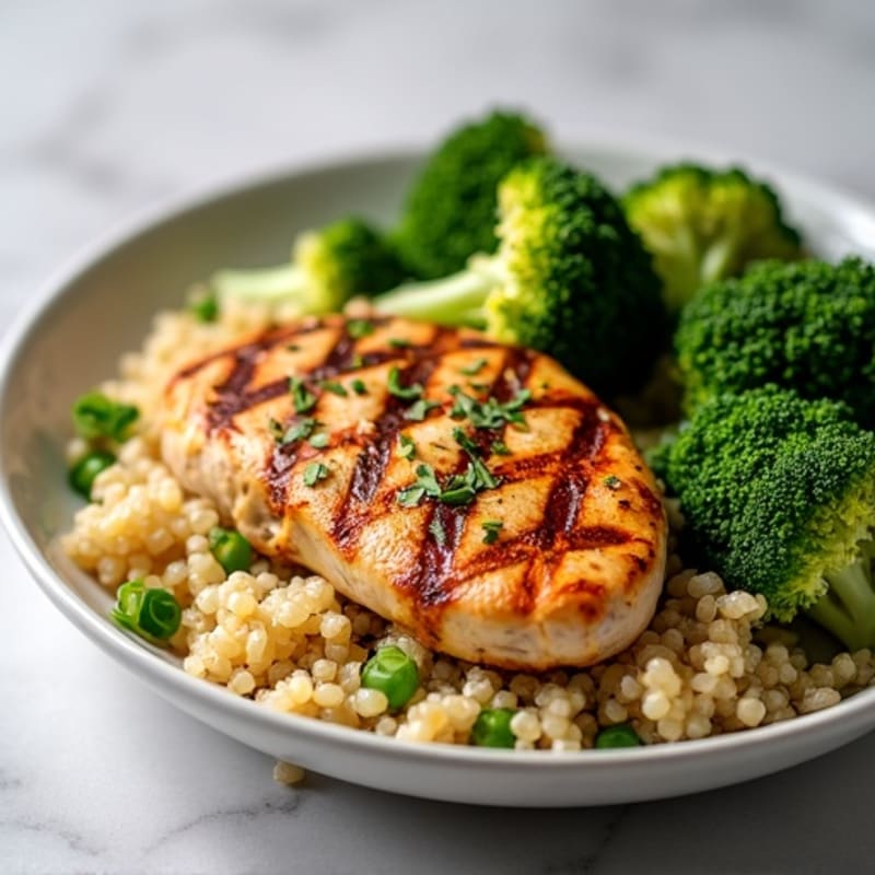 Grilled Chicken Breast with Roasted Broccoli and Quinoa