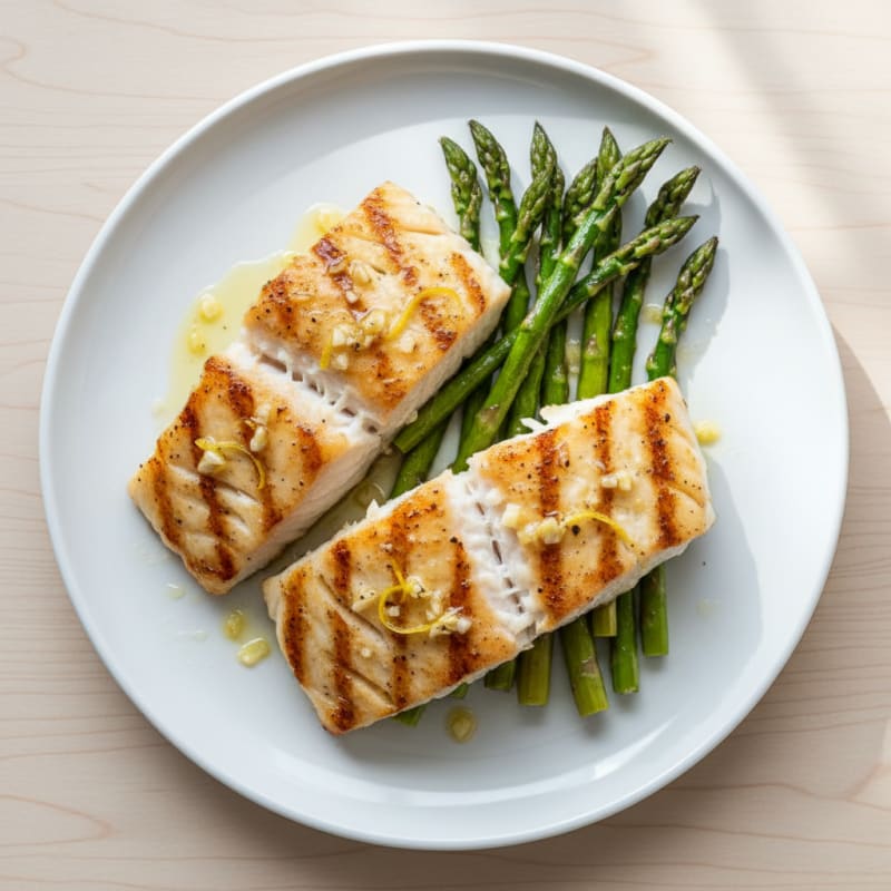 Grilled Lemon-Garlic Cod with Roasted Asparagus