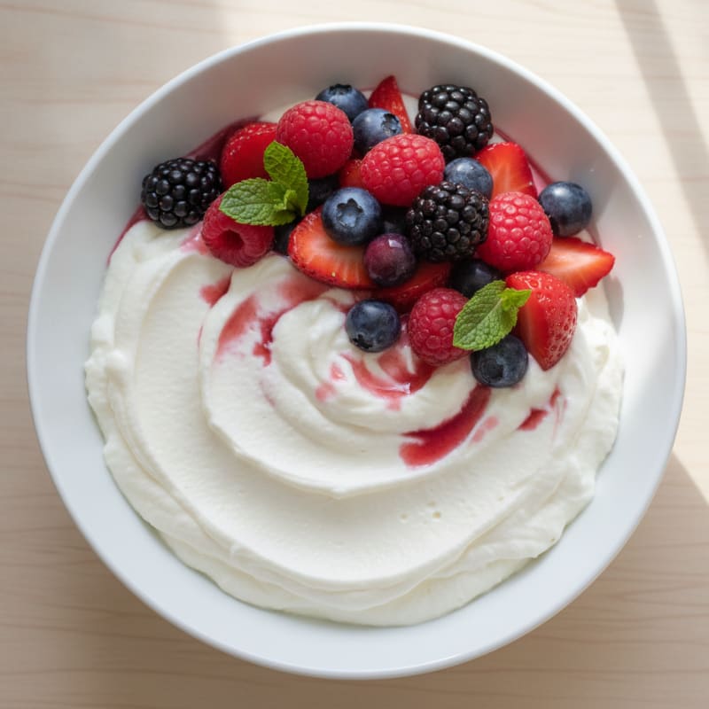 Silky Greek Yogurt Protein Mousse with Mixed Berries
