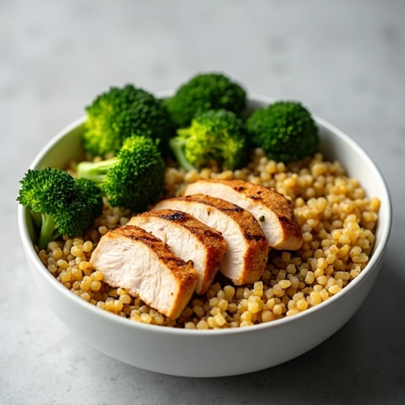 Grilled Chicken Breast with Quinoa and Steamed Broccoli