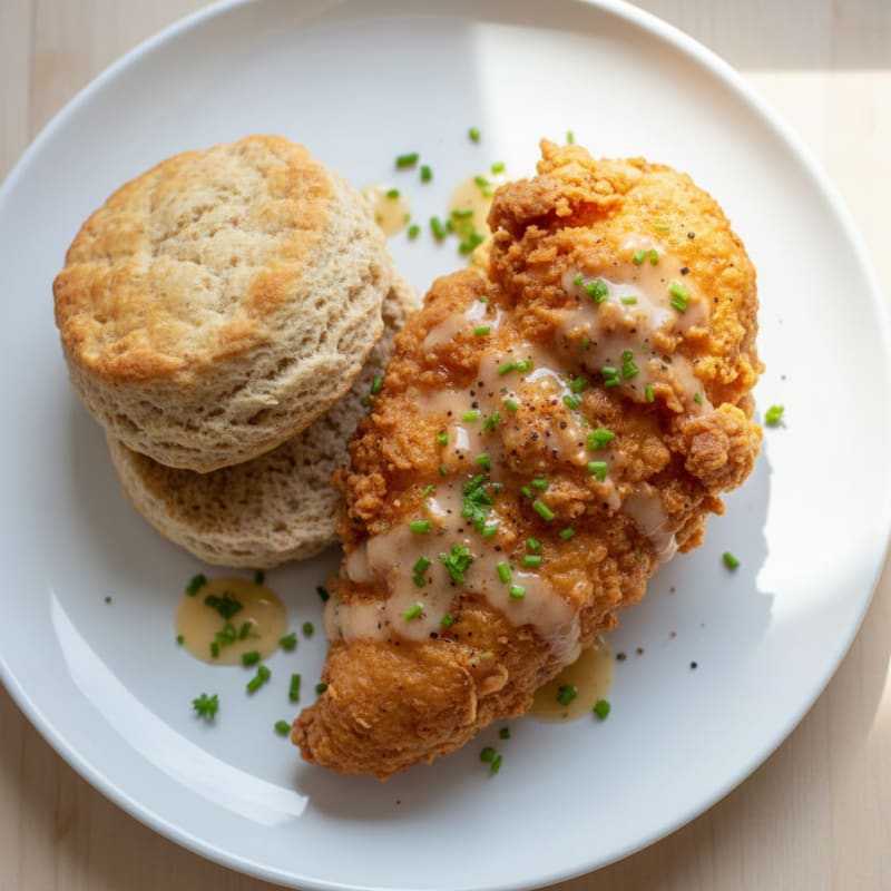 Buttermilk Fried Chicken with Fluffy Biscuits