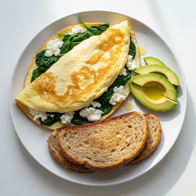 Egg White Spinach Omelette with Cottage Cheese